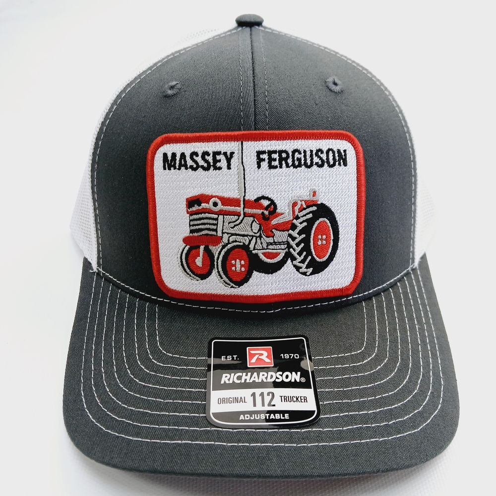 Massey Ferguson Gray and White Mesh Snapback Trucker Hat